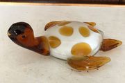 Glass Turtle Amber/ White ornament
