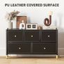 Faux Leather Front Chest of Drawers - Black Image 5