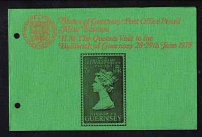 1979 Guernsey Commemorating Royal Visits of Her Majesty The Queen visiting Guernsey from 28-29 June 1978 Commemorative Stamp Presentation Pack