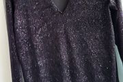 H&amp;M black velvet sparkle dress Sz S (Fit 10-12UK)