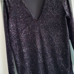 H&M black velvet sparkle dress Sz S (Fit 10-12UK)