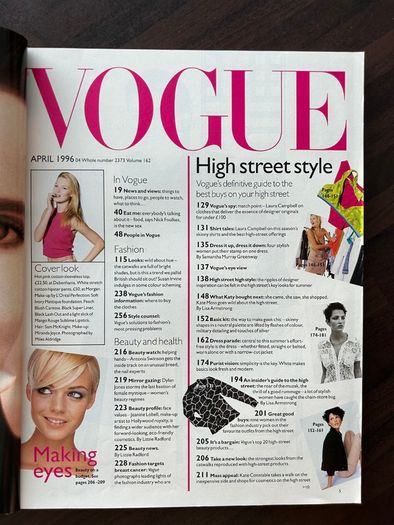 British Vogue Magazines 1996 Priced Individually