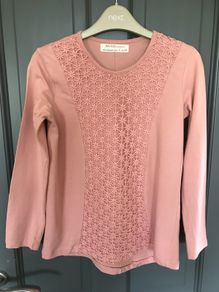Zara girls long sleeved peach coloured T-shirt size 8
