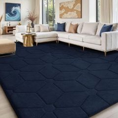 Rugs Living Room 275x370,3D NavyBlue Area Rugs for Bedroom,Extra Large Rugs for living room,Machine Washable Anti Slip Short Pile Rug Carpets Mat for Kids Room Bedroom