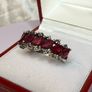 Beautiful vintage silver ring with natural rubies and diamonds. Image 2