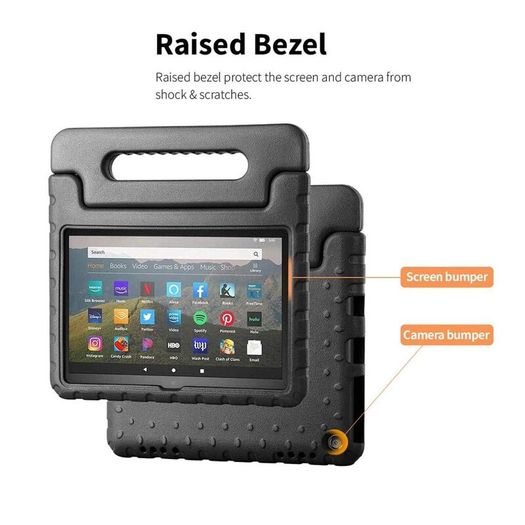 For Amazon Fire HD 8 2024 12th Gen Kids Case Shockproof Cover With Stand - Black