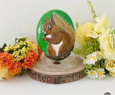 Handpainted Squirrel Rock