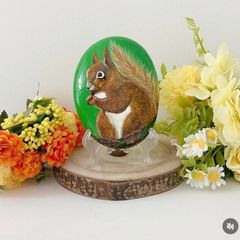 Handpainted Squirrel Rock