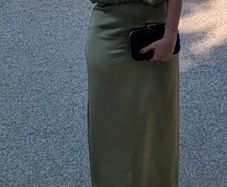 Pretty Lavish Olive Green Satin Halter Neck Maxi Dress