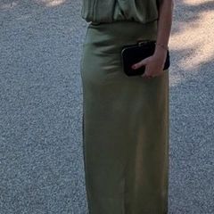 Pretty Lavish Olive Green Satin Halter Neck Maxi Dress