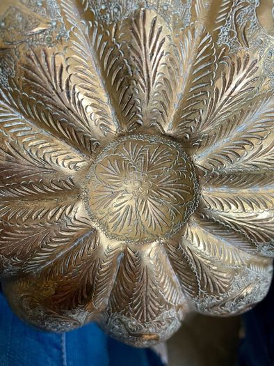 Antique Indian brass Planter Pumpkin Lotus Shape
