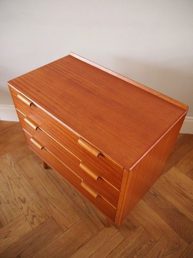 Vintage Teak Chest Of Three Drawers Mid Century Retro 1960s