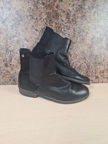 Womens Tommy Hilfiger Black Leather Ankle  Boots Size Uk 6 Eu 39