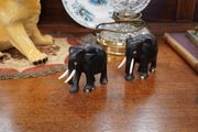 Pair of Ebony Wood Elephants