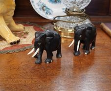 Pair of Ebony Wood Elephants