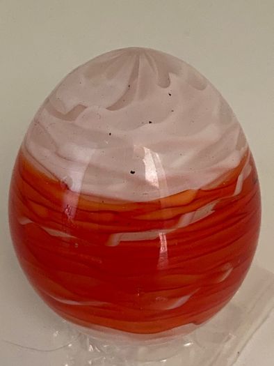 Three gorgeous art glass eggs one from Finland