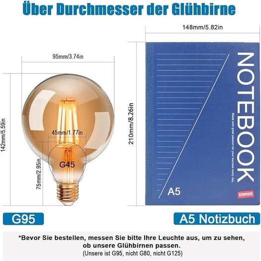 Vintage Bulb, G95 E27 LED Filament Lamp