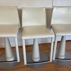 3 Italian leather (Frag) Kitchen counter swivel stools