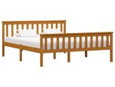 Bed Frame Honey Brown Solid Pinewood 150 x 200 cm