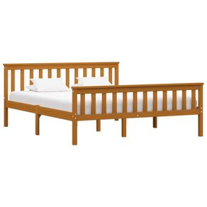 Bed Frame Honey Brown Solid Pinewood 150 x 200 cm