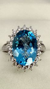 Topaz & White Zircon Statement Halo Ring