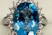 Topaz &amp; White Zircon Statement Halo Ring