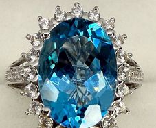 Topaz & White Zircon Statement Halo Ring