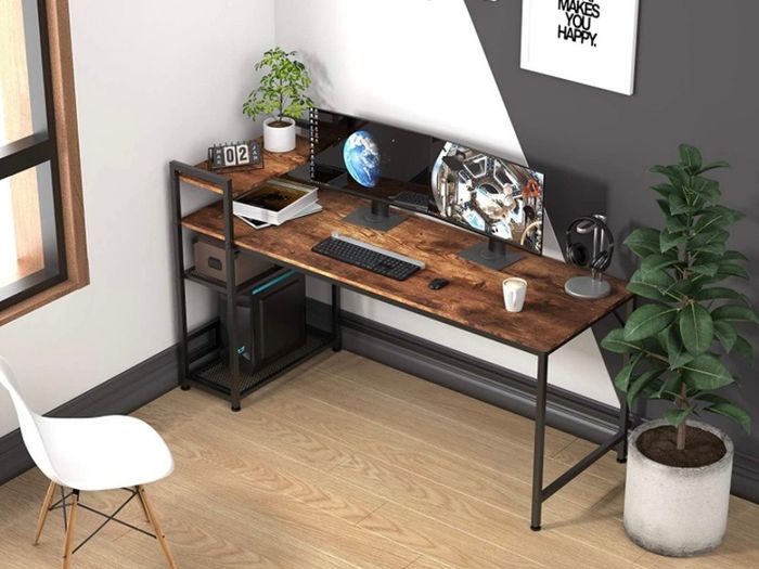 Computer Desk, Computer Desk with Bookshelf, Study Computer Laptop Table with 4 Tier DIY Storage Shelves Writing Table for Home Office Bedroom,160x60x110cm (FREE POSTAGE)