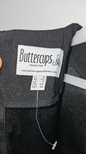 Buttercups Beauty uniform for college Bife Black Salon Tunic with Waist Tie, Size 12 (M) Premium Irish Workwear