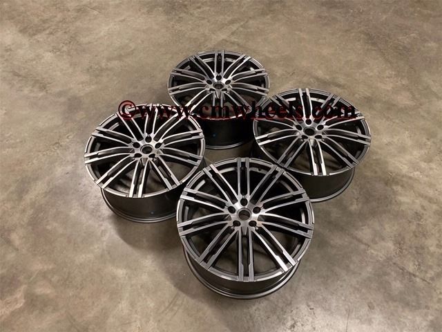 21" Inch Porsche Macan Turbo Style Alloy Wheels Gunmetal polished 5x112 66.6