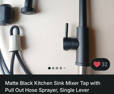 Matt black kitchen mixer tap