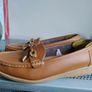 Ladies tan moccasin style shoes Image 6