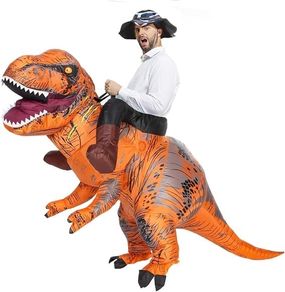 Inflatable Dinosaur Costume for Adult Blow up Ride-on T-rex Costume Funny Halloween Party Costume Dinosaur Party Fancy Dress up Suit