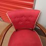 Pair of two very french antique chairs red upholstery oak wood nice stylish 1950s Image 2