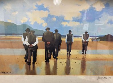 John Skelton Men of Aran print  signed on the mount 1978
