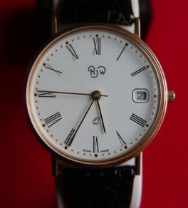 Rjw 9ct Gold 375 Cased Mens Swiss Made Wristwatch (works Perfectly)