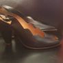 Ladies Leather Open Toe Sling Backs Image 2