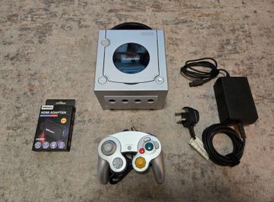 Nintendo GameCube Console Silver Controller | HDMI Adapter | Power Supply