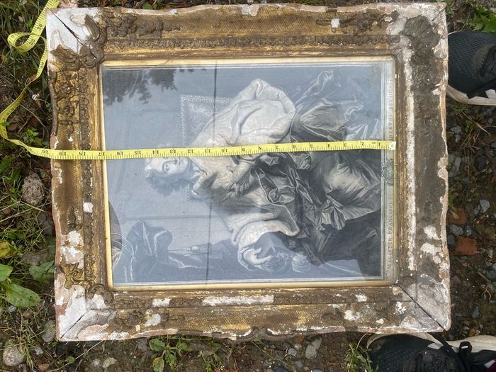 Antique etching in gilt frame