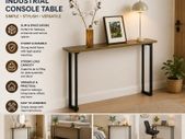 Industrial Console Table Slim Hallway Table with Metal Frame