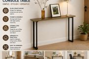 Industrial Console Table Slim Hallway Table with Metal Frame