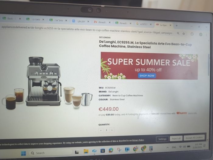 De'Longhi, EC9255.M, La Specialista Arte Evo Bean-to-Cup Coffee Machine, Stainless Steel