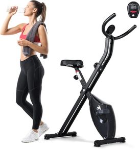 Exercise Bike, Foldable Fitness Bike with LCD Display and 8-Level Adjustable Resistance, 265LBS Max Load for Home Trainer Use