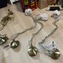 4 x glass ball pendant lights and antique brass wear Image 4
