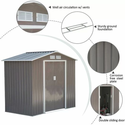 7ft. W X 4ft. D Metal Apex Garden Shed (free Postage)