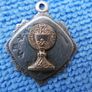 Vintage Sterling Silver and Gold  Irish  Holy Communion Fob Pendant , Watch Pendant with Gold Detail. Image 2