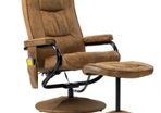 Brown Suede Look Recliner Easy Sofa Massage Armchair with Foot Stool
