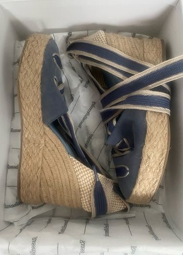 Russell & Bromley Hale Tie blue suede espadrilles