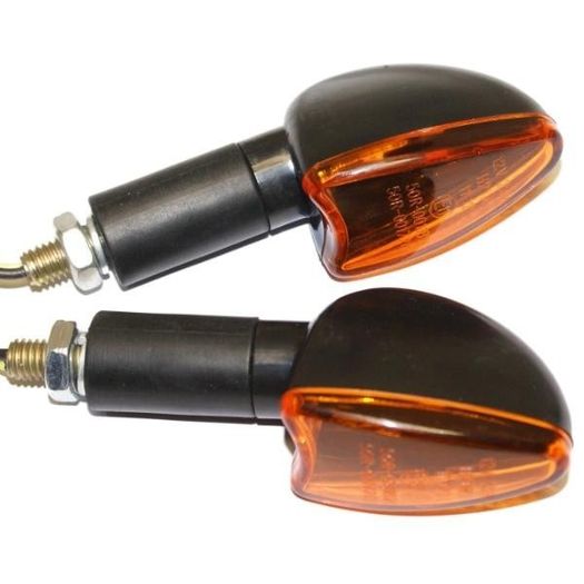 Long Stem Bulb Motorcycle Indicators - Black/amber Lens