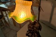Figurine Table Lamp With Tulip Glass Shades  Retro 1990
